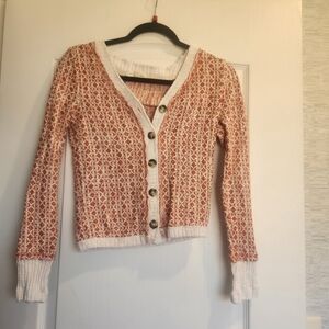 *Gilded Intent Red and Cream Button-Up Blouse Size M Euc*